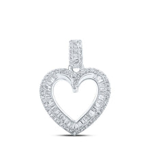 Load image into Gallery viewer, Romantic Brilliance: 10kt White Gold Diamond Heart &amp; Love Symbol Pendant Top view from the 10Kt White Gold Womens Round Diamond Heart Pendant 3 8 Cttwpin213817 collection by Splendid Jewellery