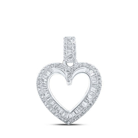 Romantic Brilliance: 10kt White Gold Diamond Heart & Love Symbol Pendant Top view from the 10Kt White Gold Womens Round Diamond Heart Pendant 3 8 Cttwpin213817 collection by Splendid Jewellery