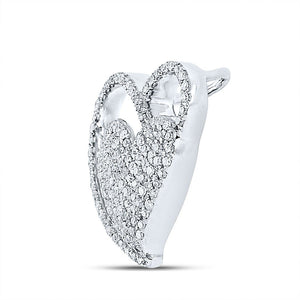 Diamond Heart & Love Symbol Pendant | 10kt White Gold Womens Round Diamond Heart Pendant 3/8 Cttw | Splendid Jewellery GND