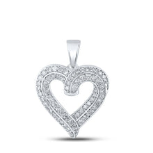 Load image into Gallery viewer, Romantic Brilliance: 10kt White Gold Diamond Heart &amp; Love Symbol Pendant Top view from the 10Kt White Gold Womens Round Diamond Heart Pendant 5 8 Cttwpin219004 collection by Splendid Jewellery