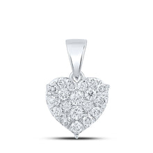 Load image into Gallery viewer, 10kt White Gold Diamond Heart &amp; Love Symbol Pendant - A Radiant Expression of Love Top view from the 10Kt White Gold Womens Round Diamond Heart Pendant 7 8 Cttwpin213820 collection by Splendid Jewellery