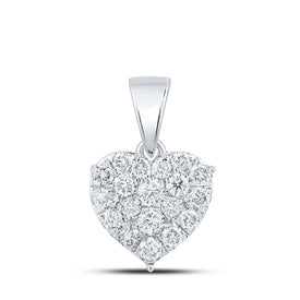 10kt White Gold Diamond Heart & Love Symbol Pendant - A Radiant Expression of Love Top view from the 10Kt White Gold Womens Round Diamond Heart Pendant 7 8 Cttwpin213820 collection by Splendid Jewellery