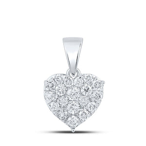 Diamond Heart & Love Symbol Pendant | 10kt White Gold Womens Round Diamond Heart Pendant 7/8 Cttw | Splendid Jewellery GND