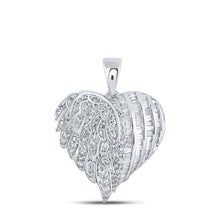 Load image into Gallery viewer, Romantic Diamond Heart &amp; Love Symbol Pendant in White Gold Top view from the 10Kt White Gold Womens Round Diamond Wing Heart Pendant 1 1 5 Cttwpin219078 collection by Splendid Jewellery