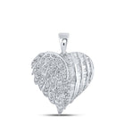 Romantic Diamond Heart & Love Symbol Pendant in White Gold Top view from the 10Kt White Gold Womens Round Diamond Wing Heart Pendant 1 1 5 Cttwpin219078 collection by Splendid Jewellery