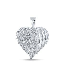 Romantic Diamond Heart & Love Symbol Pendant in White Gold Top view from the 10Kt White Gold Womens Round Diamond Wing Heart Pendant 1 1 5 Cttwpin219078 collection by Splendid Jewellery
