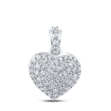 Load image into Gallery viewer, Romantic Diamond Heart &amp; Love Symbol Pendant in 10kt White Gold - 7/8 Cttw Top view from the 10Kt White Gold Womens Round Diamond Heart Pendant 7 8 Cttwpin212051 collection by Splendid Jewellery