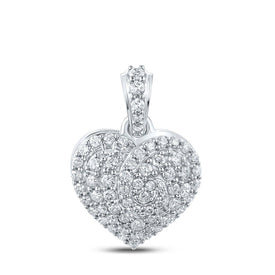 Romantic Diamond Heart & Love Symbol Pendant in 10kt White Gold - 7/8 Cttw Top view from the 10Kt White Gold Womens Round Diamond Heart Pendant 7 8 Cttwpin212051 collection by Splendid Jewellery