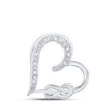 Load image into Gallery viewer, Eternal Love Diamond Heart Pendant Top view from the 10Kt White Gold Womens Round Diamond Infinity Heart Pendant 1 20 Cttwpin213843 collection by Splendid Jewellery