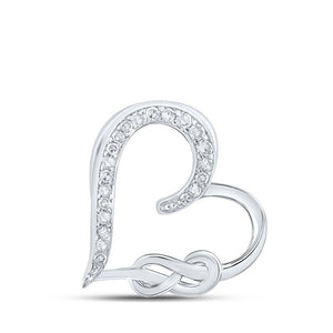 Diamond Heart & Love Symbol Pendant | 10kt White Gold Womens Round Diamond Infinity Heart Pendant 1/20 Cttw | Splendid Jewellery GND