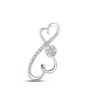 Diamond Heart & Love Symbol Pendant | 10kt White Gold Womens Round Diamond Infinity Heart Pendant 1/4 Cttw | Splendid Jewellery GND