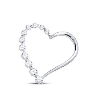 Diamond Heart & Love Symbol Pendant | 10kt White Gold Womens Round Diamond Journey Heart Pendant 1/5 Cttw | Splendid Jewellery GND