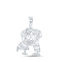 Load image into Gallery viewer, Enchanting Diamond Love Heart Pendant Top view from the 10Kt White Gold Womens Round Diamond Kiss Couple Heart Pendant 1 20 Cttwpin219209 collection by Splendid Jewellery