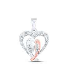 Load image into Gallery viewer, Enchanted Lovebirds Diamond Heart Pendant Top view from the 10Kt White Gold Womens Round Diamond Love Birds Heart Pendant 1 8 Cttwpin230193 collection by Splendid Jewellery