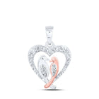 Enchanted Lovebirds Diamond Heart Pendant Top view from the 10Kt White Gold Womens Round Diamond Love Birds Heart Pendant 1 8 Cttwpin230193 collection by Splendid Jewellery