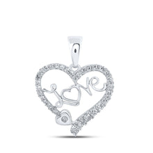 Load image into Gallery viewer, Radiant Love Diamond Pendant | 10kt White Gold Heart-Shaped Necklace with 1/3 Cttw Diamonds Top view from the 10Kt White Gold Womens Round Diamond Love Heart Pendant 1 3 Cttwpin219093 collection by Splendid Jewellery
