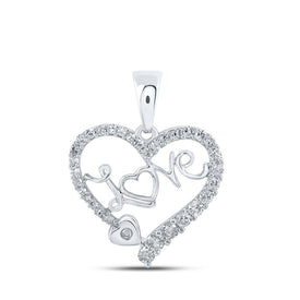 Radiant Love Diamond Pendant | 10kt White Gold Heart-Shaped Necklace with 1/3 Cttw Diamonds Top view from the 10Kt White Gold Womens Round Diamond Love Heart Pendant 1 3 Cttwpin219093 collection by Splendid Jewellery