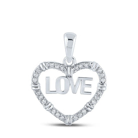 Enchanting Love's Embrace Diamond Pendant Top view from the 10Kt White Gold Womens Round Diamond Love Heart Pendant 1 6 Cttwpin217852 collection by Splendid Jewellery