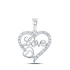 Captivating Love's Embrace Diamond Pendant Top view from the 10Kt White Gold Womens Round Diamond Love Heart Pendant 3 8 Cttwpin219002 collection by Splendid Jewellery