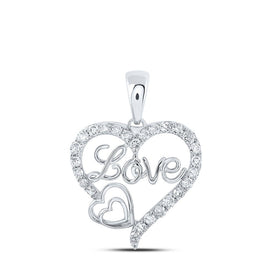 Captivating Love's Embrace Diamond Pendant Top view from the 10Kt White Gold Womens Round Diamond Love Heart Pendant 3 8 Cttwpin219002 collection by Splendid Jewellery