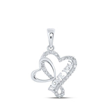 Load image into Gallery viewer, Romantic Brilliance: 10kt White Gold Diamond Heart &amp; Love Symbol Pendant Top view from the 10Kt White Gold Womens Round Diamond Love You Heart Pendant 1 4 Cttwpin219026 collection by Splendid Jewellery