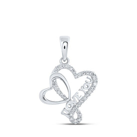 Romantic Brilliance: 10kt White Gold Diamond Heart & Love Symbol Pendant Top view from the 10Kt White Gold Womens Round Diamond Love You Heart Pendant 1 4 Cttwpin219026 collection by Splendid Jewellery