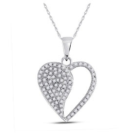 10kt White Gold Diamond Heart & Love Symbol Pendant | Splendid Jewellery Top view from the 10Kt White Gold Womens Round Diamond Modern Heart Pendant 1 3 Cttwpin280965 collection by Splendid Jewellery