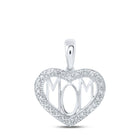 10kt White Gold Diamond Heart & Love Mom Pendant Top view from the 10Kt White Gold Womens Round Diamond Mom Heart Pendant 1 8 Cttwpin213301 collection by Splendid Jewellery