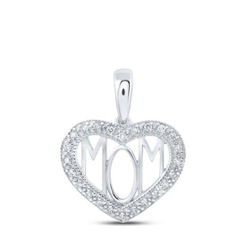 10kt White Gold Diamond Heart & Love Mom Pendant Top view from the 10Kt White Gold Womens Round Diamond Mom Heart Pendant 1 8 Cttwpin213301 collection by Splendid Jewellery