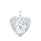 10kt White Gold Diamond Heart & Love Symbol Pendant - A Radiant Expression of Love and Affection Top view from the 10Kt White Gold Womens Round Diamond Mother Child Heart Pendant 1 5 Cttwpin230328 collection by Splendid Jewellery