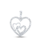 Radiant Love Diamond Heart Pendant | 10kt White Gold Womens Round Diamond Nested Heart Pendant 3/8 Cttw | Splendid Jewellery Top view from the 10Kt White Gold Womens Round Diamond Nested Heart Pendant 3 8 Cttwpin219092 collection by Splendid Jewellery
