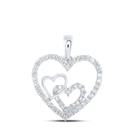 Radiant Love Diamond Heart Pendant | 10kt White Gold Womens Round Diamond Nested Heart Pendant 3/8 Cttw | Splendid Jewellery Top view from the 10Kt White Gold Womens Round Diamond Nested Heart Pendant 3 8 Cttwpin219092 collection by Splendid Jewellery