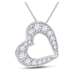 Diamond Heart & Love Symbol Pendant | 10kt White Gold Womens Round Diamond Outline Heart Pendant 1/6 Cttw | Splendid Jewellery GND