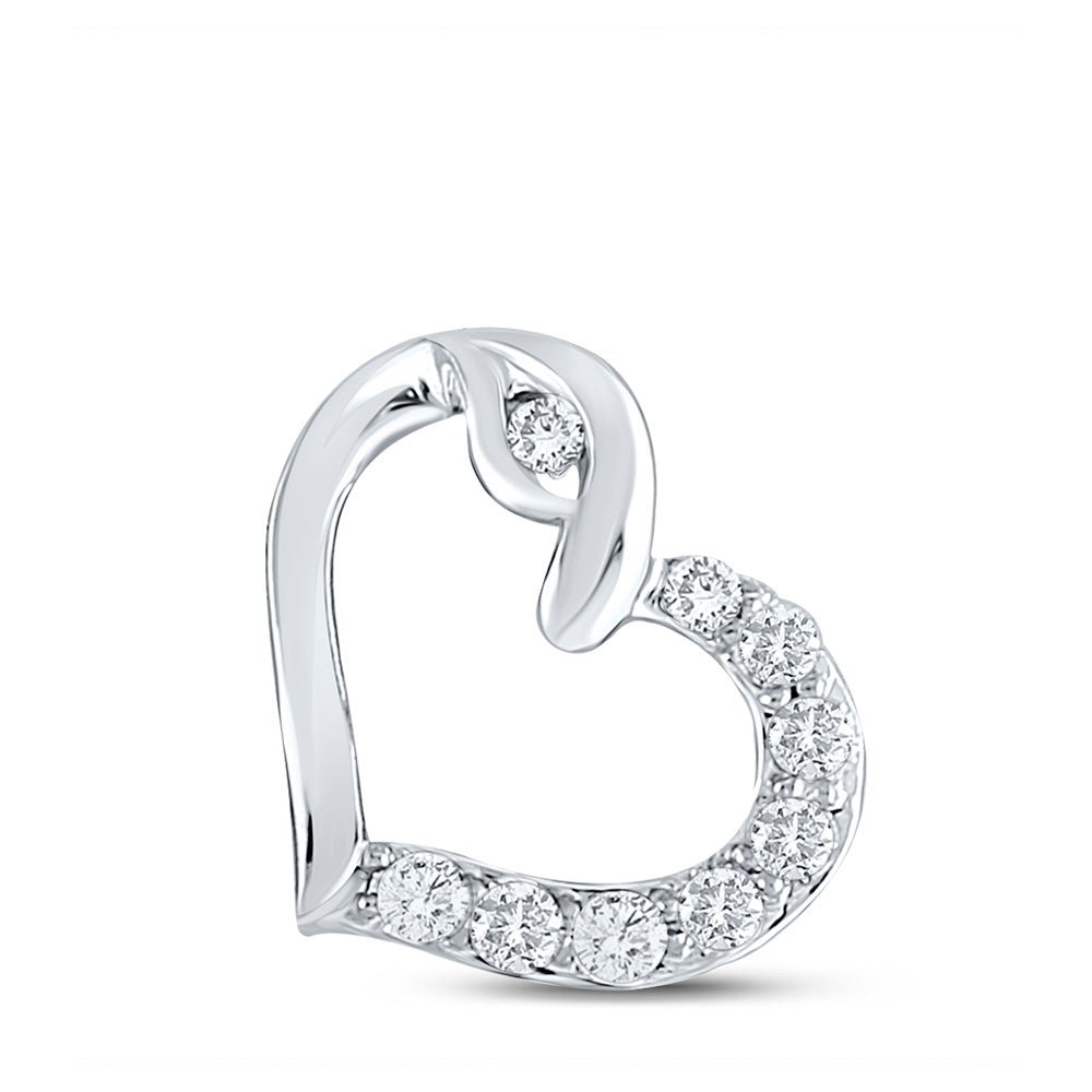 Diamond Heart & Love Symbol Pendant | 10kt White Gold Womens Round Diamond Outline Heart Pendant 1/8 Cttw | Splendid Jewellery GND
