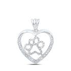 Heart of Devotion Diamond Pendant | 10kt White Gold Womens Round Diamond Paw Heart Pendant 1/3 Cttw Top view from the 10Kt White Gold Womens Round Diamond Paw Heart Pendant 1 3 Cttwpin213328 collection by Splendid Jewellery