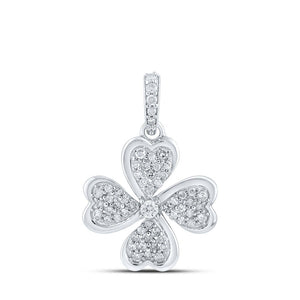 Diamond Heart & Love Symbol Pendant | 10kt White Gold Womens Round Diamond Pinwheel Heart Pendant 1/4 Cttw | Splendid Jewellery GND