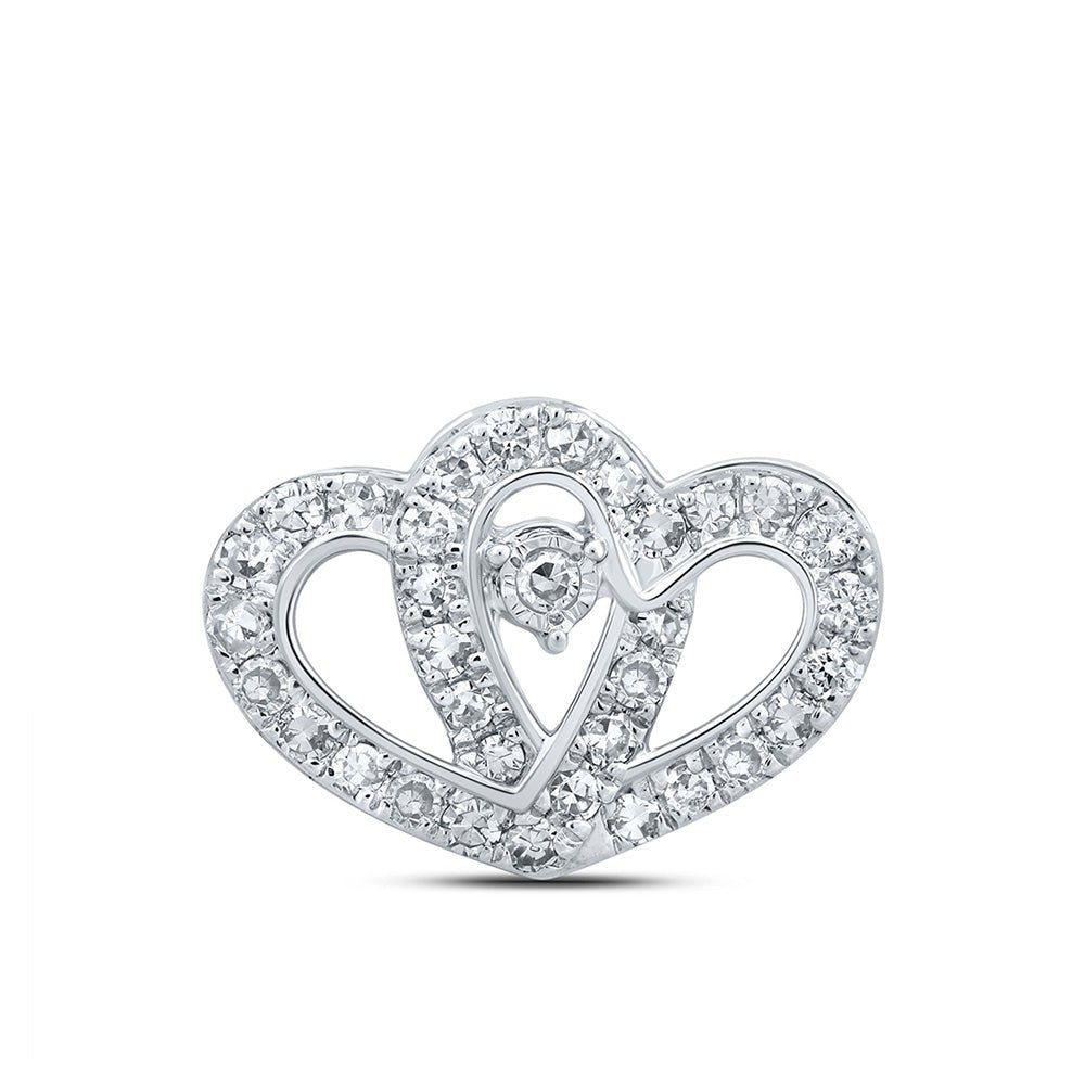 Diamond Heart & Love Symbol Pendant | 10kt White Gold Womens Round Diamond Slide Heart Pendant 1/4 Cttw | Splendid Jewellery GND