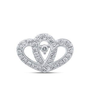 Diamond Heart & Love Symbol Pendant | 10kt White Gold Womens Round Diamond Slide Heart Pendant 3/8 Cttw | Splendid Jewellery GND