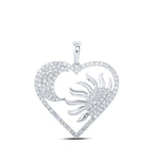 Enchanting Love and Celestial Harmony Pendant | 10kt White Gold with 1 Cttw Diamonds Top view from the 10Kt White Gold Womens Round Diamond Sun Moon Heart Pendant 1 Cttwpin213340 collection by Splendid Jewellery