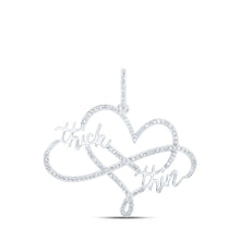 Load image into Gallery viewer, 10kt White Gold Diamond Heart &amp; Love Symbol Pendant | Sparkling Eternity of Love Pendant | Splendid Jewellery Top view from the 10Kt White Gold Womens Round Diamond Through Thick Thin Heart Pendant 3 8 Cttwpin213129 collection by Splendid Jewellery