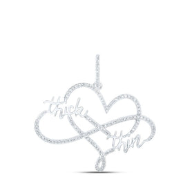 10kt White Gold Diamond Heart & Love Symbol Pendant | Sparkling Eternity of Love Pendant | Splendid Jewellery Top view from the 10Kt White Gold Womens Round Diamond Through Thick Thin Heart Pendant 3 8 Cttwpin213129 collection by Splendid Jewellery