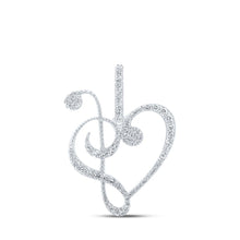 Load image into Gallery viewer, 10kt White Gold Treble Heart Diamond Pendant: A Symbol of Eternal Love Top view from the 10Kt White Gold Womens Round Diamond Treble Heart Pendant 1 3 Cttwpin213105 collection by Splendid Jewellery