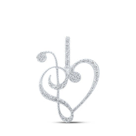 10kt White Gold Treble Heart Diamond Pendant: A Symbol of Eternal Love Top view from the 10Kt White Gold Womens Round Diamond Treble Heart Pendant 1 3 Cttwpin213105 collection by Splendid Jewellery