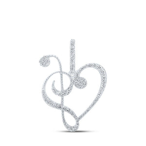 Diamond Heart & Love Symbol Pendant | 10kt White Gold Womens Round Diamond Treble Heart Pendant 1/3 Cttw | Splendid Jewellery GND
