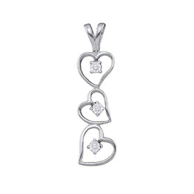 10kt White Gold Triple Heart Diamond Pendant - Symbol of Eternal Love Top view from the 10Kt White Gold Womens Round Diamond Triple Cascading Heart Pendant 03 Cttwpin56891 collection by Splendid Jewellery