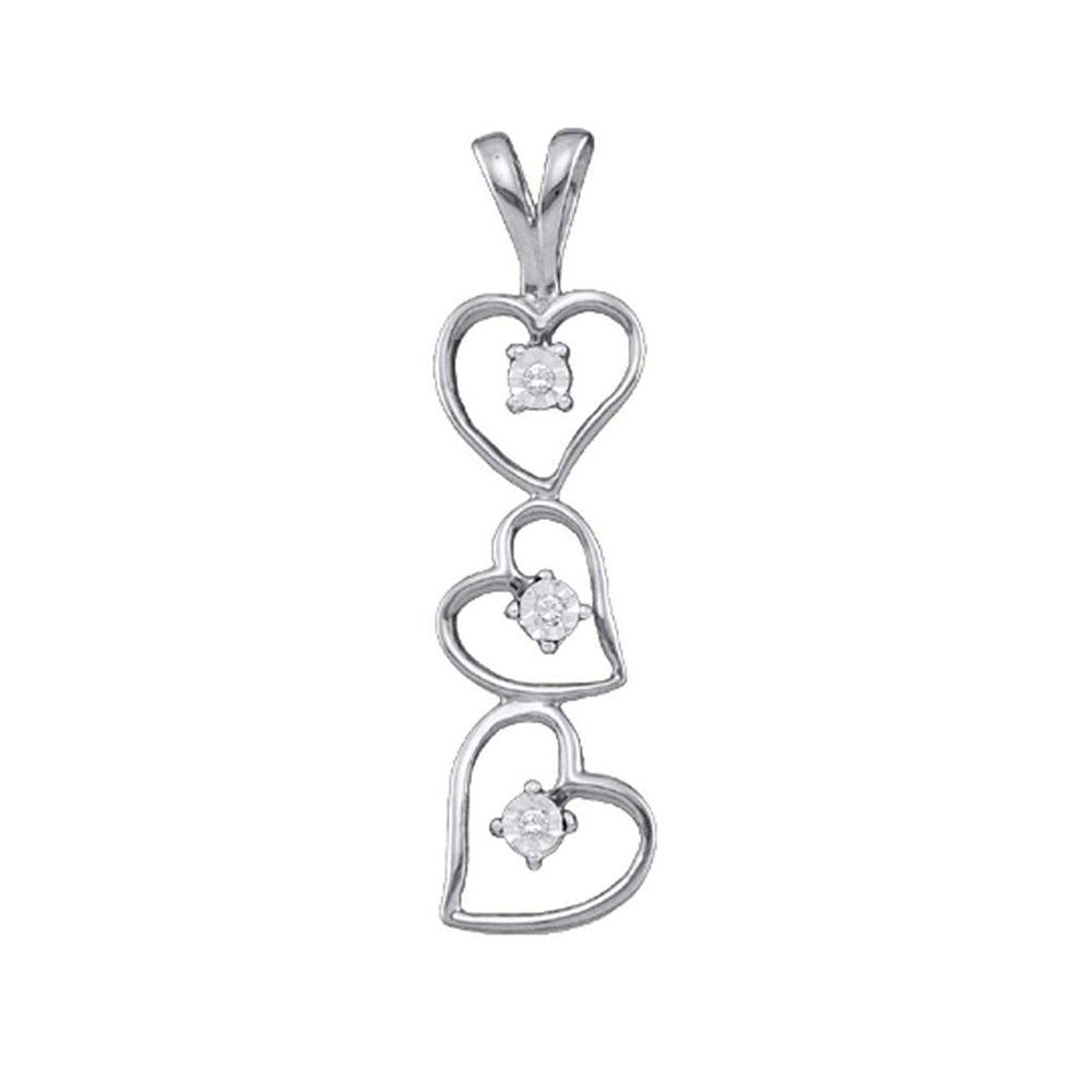 Diamond Heart & Love Symbol Pendant | 10kt White Gold Womens Round Diamond Triple Heart Pendant .03 Cttw | Splendid Jewellery GND
