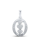 Enchanting Triple Heart Diamond Pendant in 10kt White Gold Top view from the 10Kt White Gold Womens Round Diamond Triple Heart Pendant 1 4 Cttwpin212004 collection by Splendid Jewellery