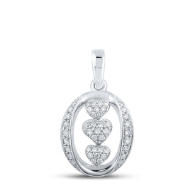 Enchanting Triple Heart Diamond Pendant in 10kt White Gold Top view from the 10Kt White Gold Womens Round Diamond Triple Heart Pendant 1 4 Cttwpin212004 collection by Splendid Jewellery