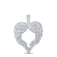 Load image into Gallery viewer, Enchanting Diamond Winged Heart Pendant - 10kt White Gold Women&#39;s Necklace with 1/2 Cttw Round Diamonds Top view from the 10Kt White Gold Womens Round Diamond Wing Heart Pendant 1 2 Cttwpin213353 collection by Splendid Jewellery