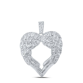 Enchanting Diamond Winged Heart Pendant - 10kt White Gold Women's Necklace with 1/2 Cttw Round Diamonds Top view from the 10Kt White Gold Womens Round Diamond Wing Heart Pendant 1 2 Cttwpin213353 collection by Splendid Jewellery